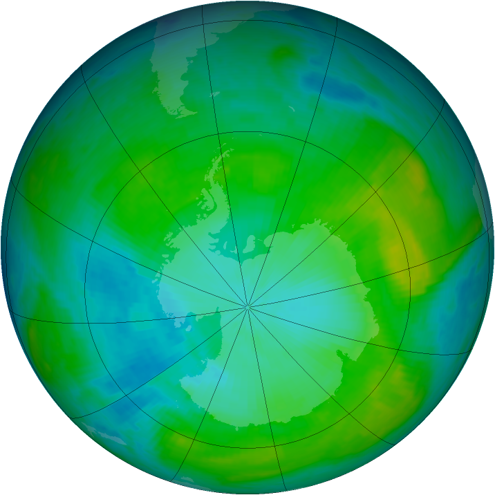 Antarctic ozone map for 02 February 1983